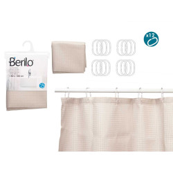 CORTINA WC POLIESTER BEGE PONTOS 180X180CM