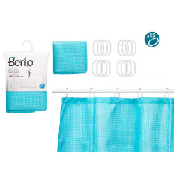 CORTINA WC POLIESTER AZUL PONTOS 180X180CM
