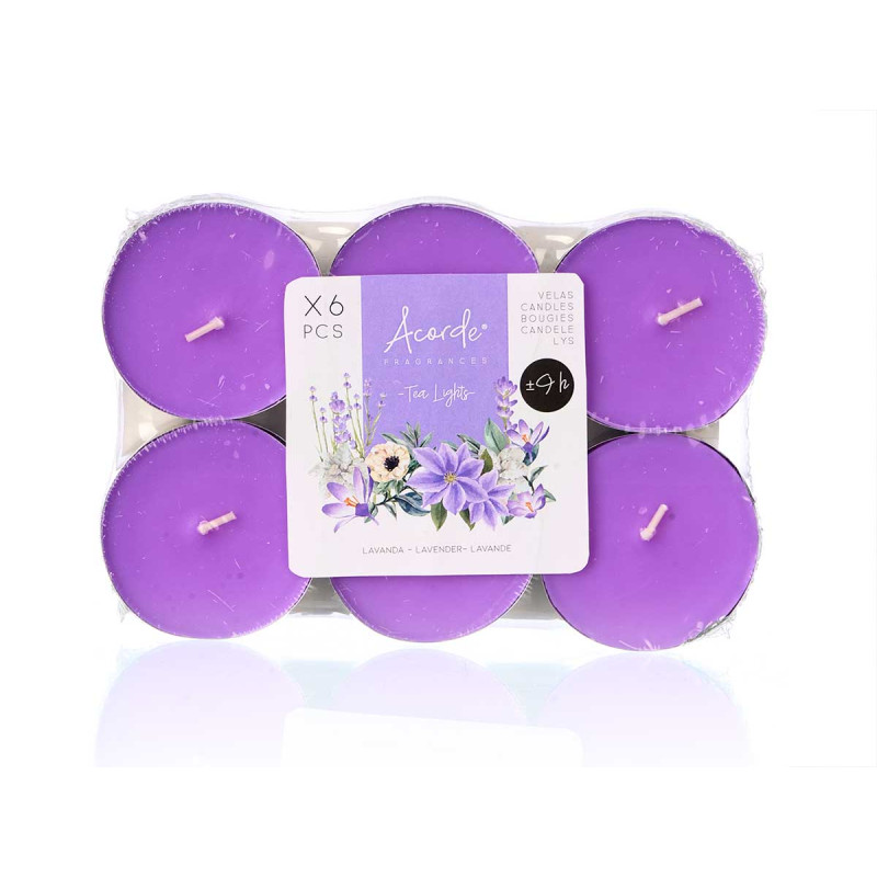 SET 6 TEA LIGHT MAXI 9 H LAVANDA