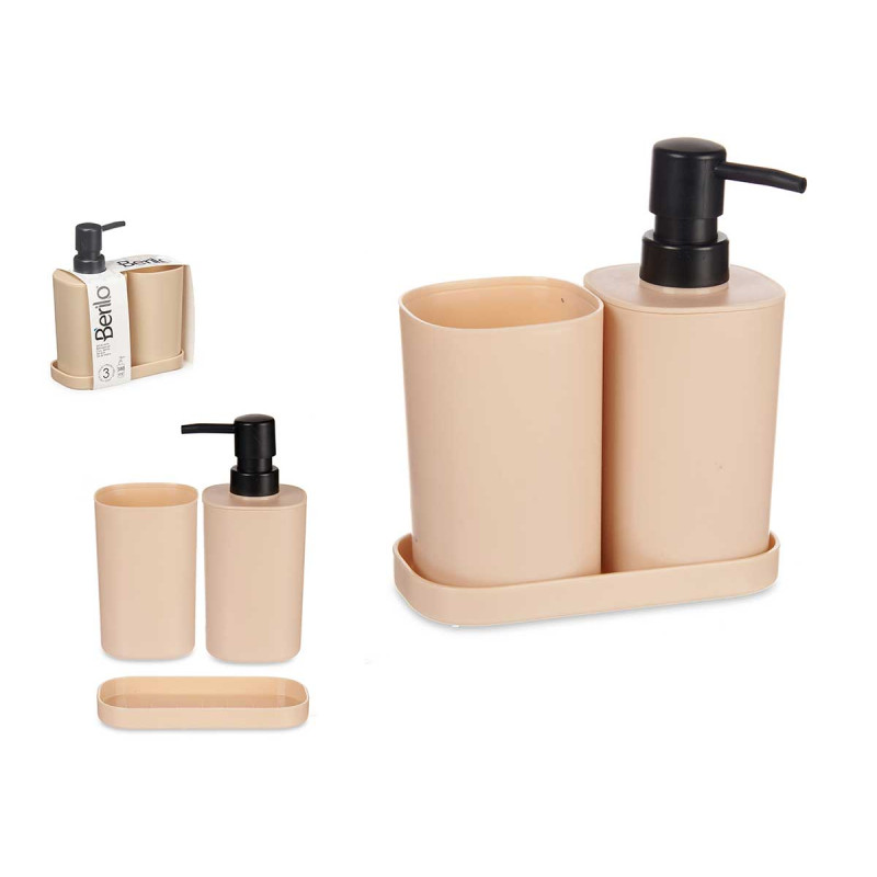 SET 3 PZ BAGNO PLASTICA BEIGE