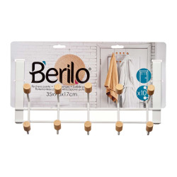 APPENDINO METALLO 10 GANCI LEGNO BIANCO
