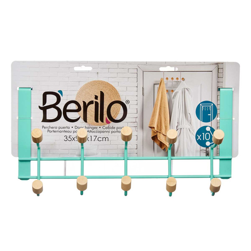 PERCHA METAL 10 GANCHOS MADERA MENTA
