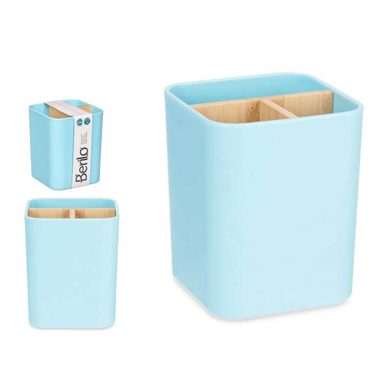 ORGANISEUR CARRÉ 3 COMPARTIMENTS BAMBOU BLEU
