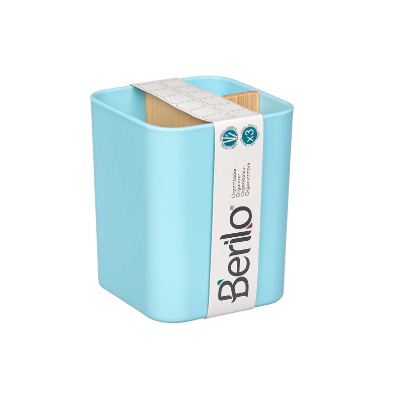 SQUARE ORGANISER 3 COMPARTMENTS BAMBOO BLUE