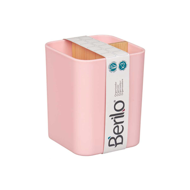 SQUARE ORGANISER 3 COMPARTMENTS BAMBOO PINK
