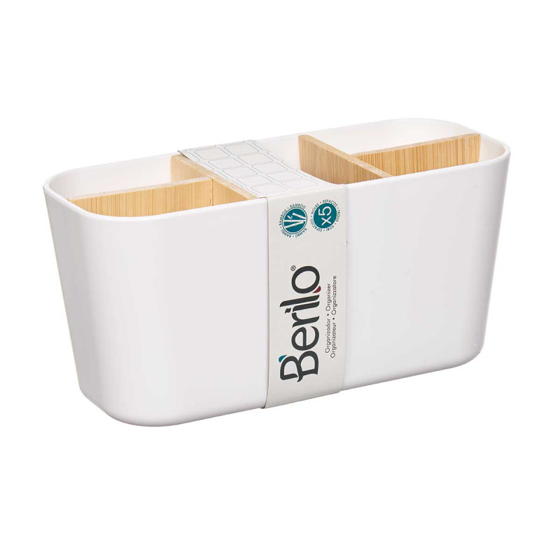SQUARE ORGANISER 5 COMPARTMENTS BAMBOO WHITE