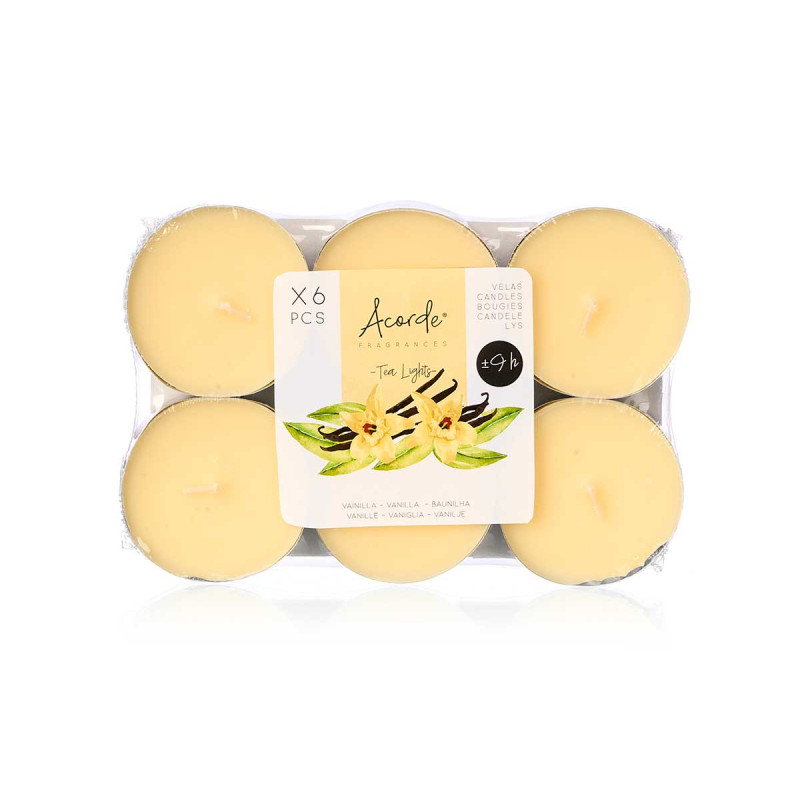 SET 6 TEA LIGHT MAXI 9 HOURS VANILLA