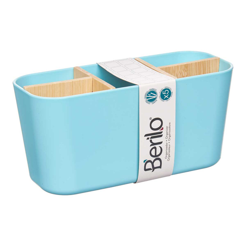SQUARE ORGANISER 5 COMPARTMENTS BAMBOO BLUE