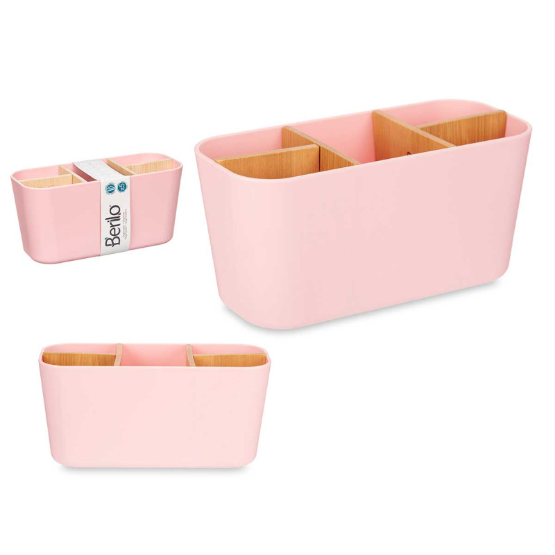 SQUARE ORGANISER 5 COMPARTMENTS BAMBOO PINK