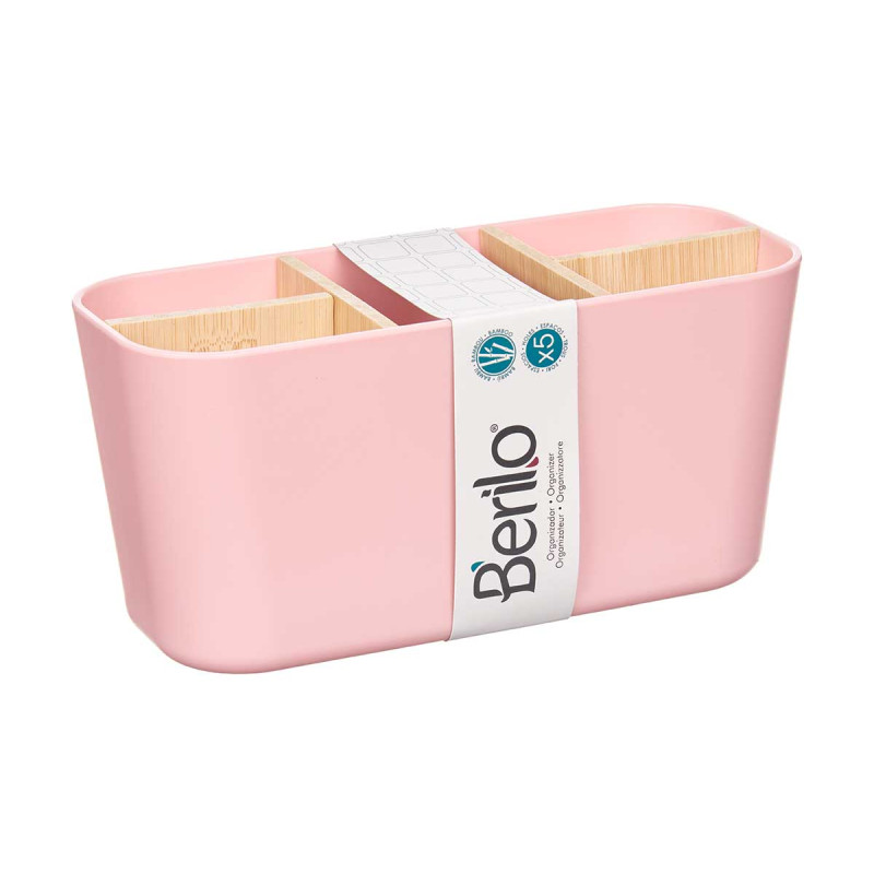 SQUARE ORGANISER 5 COMPARTMENTS BAMBOO PINK