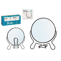 DOUBLE-SIDED MAGNIFYING MIRROR 14,5 CM BLACK