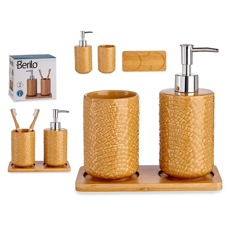 SET BAÑO CERAMICA 2 PZS CAMEL CUAD C BANDEJA