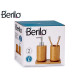 2 SQUARE CAMEL CERAMIC W BAMBOO TRAY BATHROOM SET 