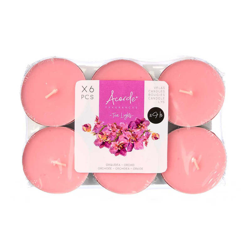 SET 6 TEA LIGHT MAXI 9 H ORCHIDEA