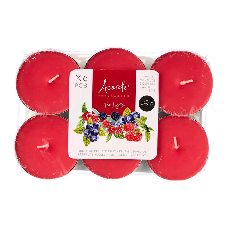 SET 6 BOUGIES CHAUFFE PLAT MAXI 9 H FRUITS ROUGES
