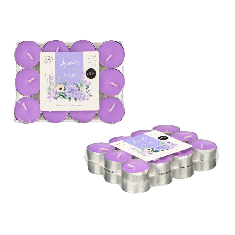 SET 24 TEA LIGHT 4 H LAVANDA