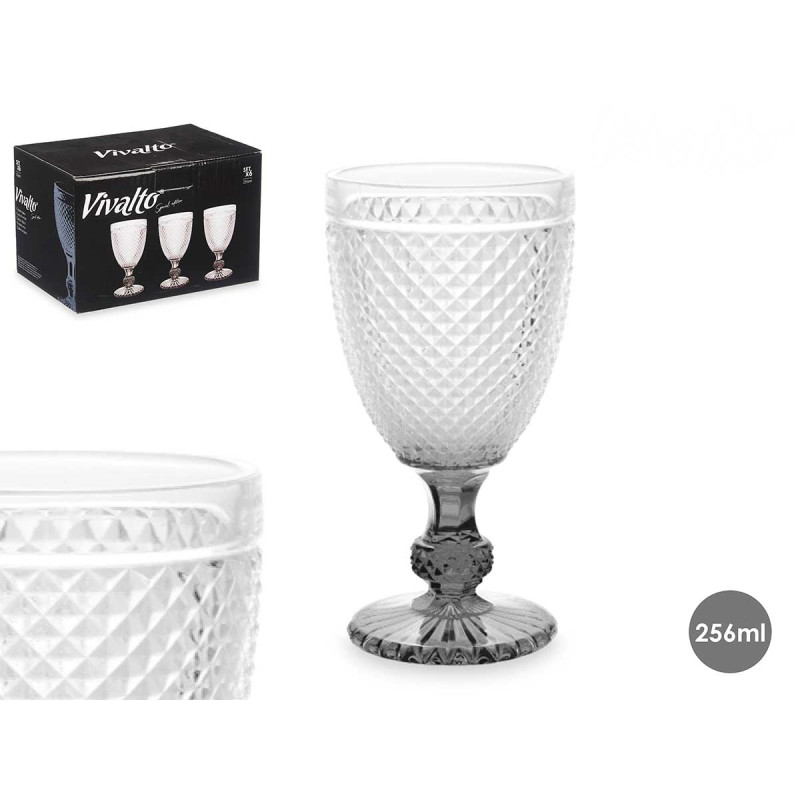 VERRE D´EAU DIAMANT TRANSP PIED ANTHRACITE 256 ML