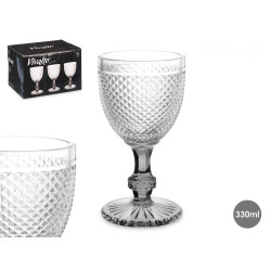 WINE CUP DIAMOND TRANSP ANTHRACITE BASE 330ML