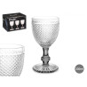 VERRE À VIN DIAMANT TRANSP PIED ANTHRACITE 330 ML