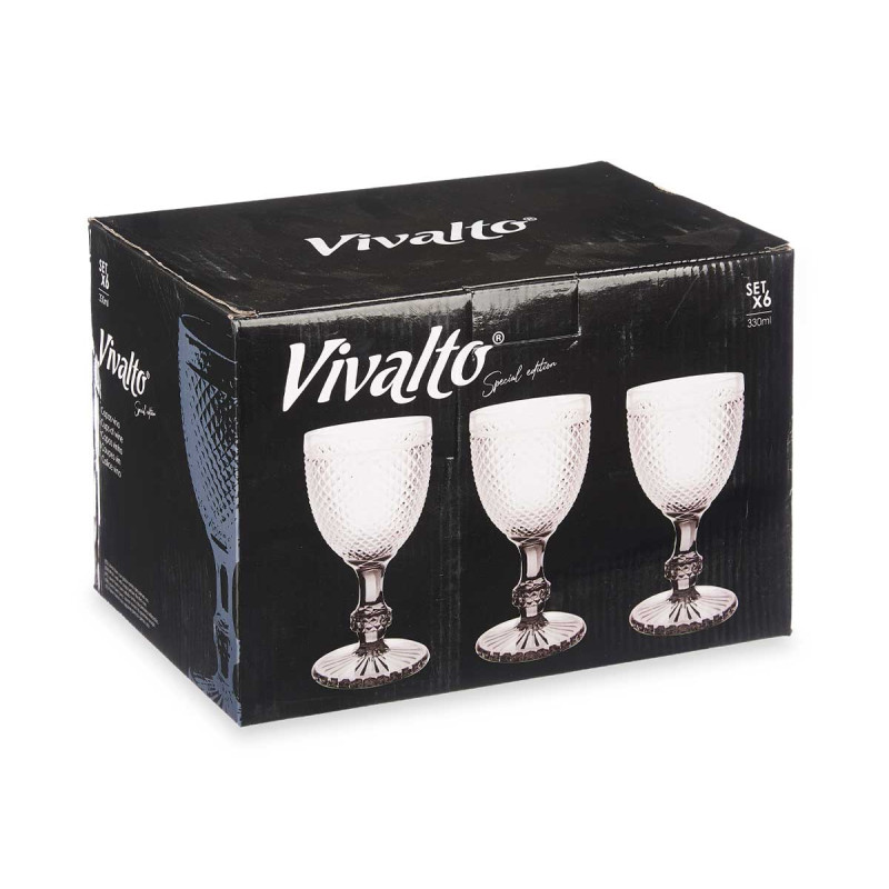 BICCHIERE DIAMANTE VINO TRASP PIEDE ANTRAC 330ML