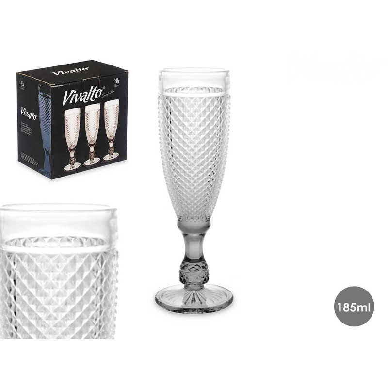 BICCHIERE DIAMANTE CHAMP TRASP PIEDE ANTRAC 185ML