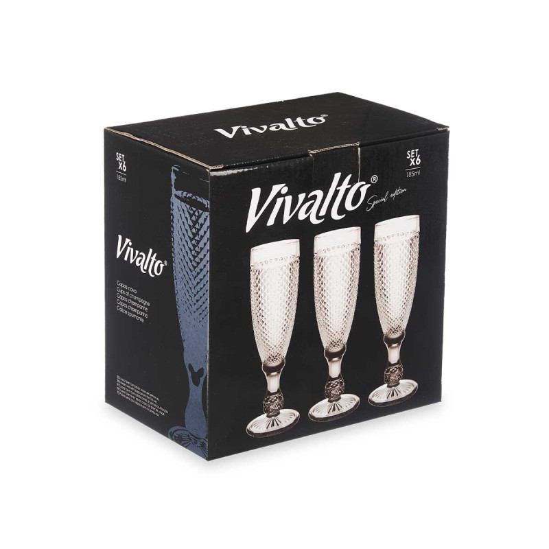 BICCHIERE DIAMANTE CHAMP TRASP PIEDE ANTRAC 185ML