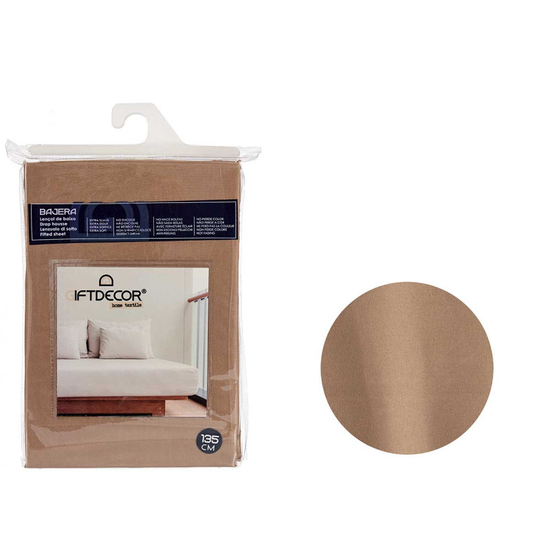 FITTED BED SHEET 135CM BROWN COLOUR
