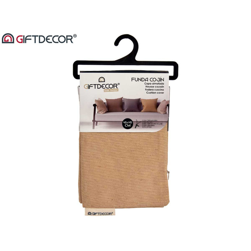 CAPA ALMOFADA COM FECHO 45X45CM BEGE