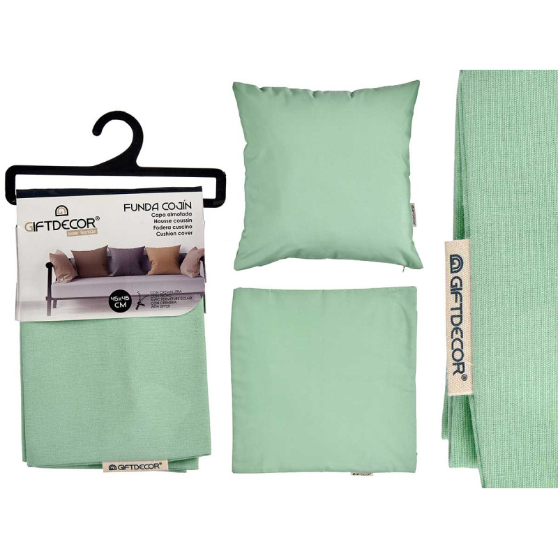 CAPA ALMOFADA COM FECHO 45X45CM VERDE 