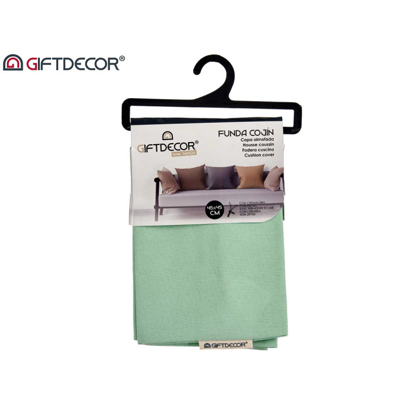 CAPA ALMOFADA COM FECHO 45X45CM VERDE 