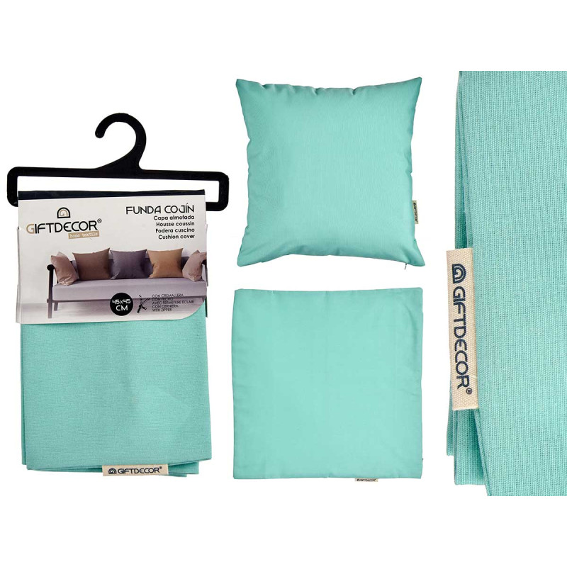 45X45CM PILLOW CASE WITH ZIP TURQUOISE 