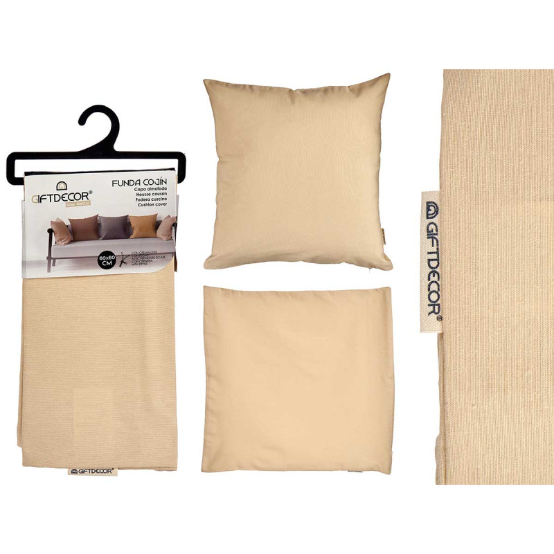 60X60CM PILLOW CASE WITH ZIP ECRU 
