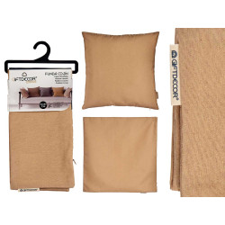 CAPA ALMOFADA COM FECHO 60X60CM BEGE 