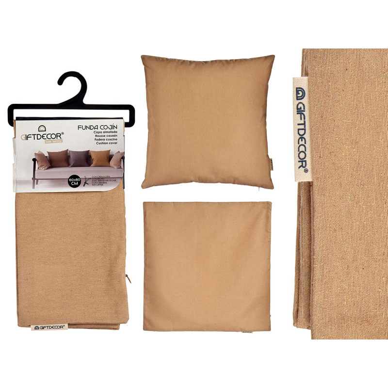 60X60CM PILLOW CASE WITH ZIP BEIGE 