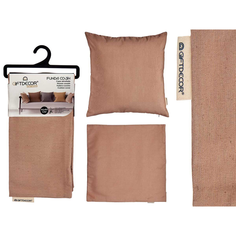CAPA ALMOFADA COM FECHO 60X60CM CASTANHA