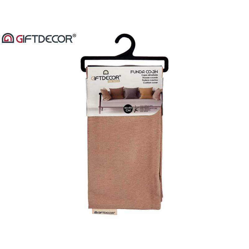 CAPA ALMOFADA COM FECHO 60X60CM CASTANHA