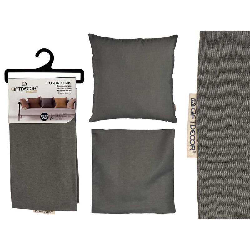 HOUSSE OREILLER FERMETURE ECLAIR 60X60 ANTHRACITE 