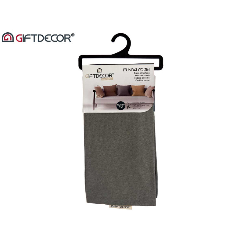 HOUSSE OREILLER FERMETURE ECLAIR 60X60 ANTHRACITE 