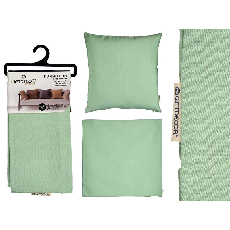 60X60CM PILLOW CASE WITH ZIP GREEN 