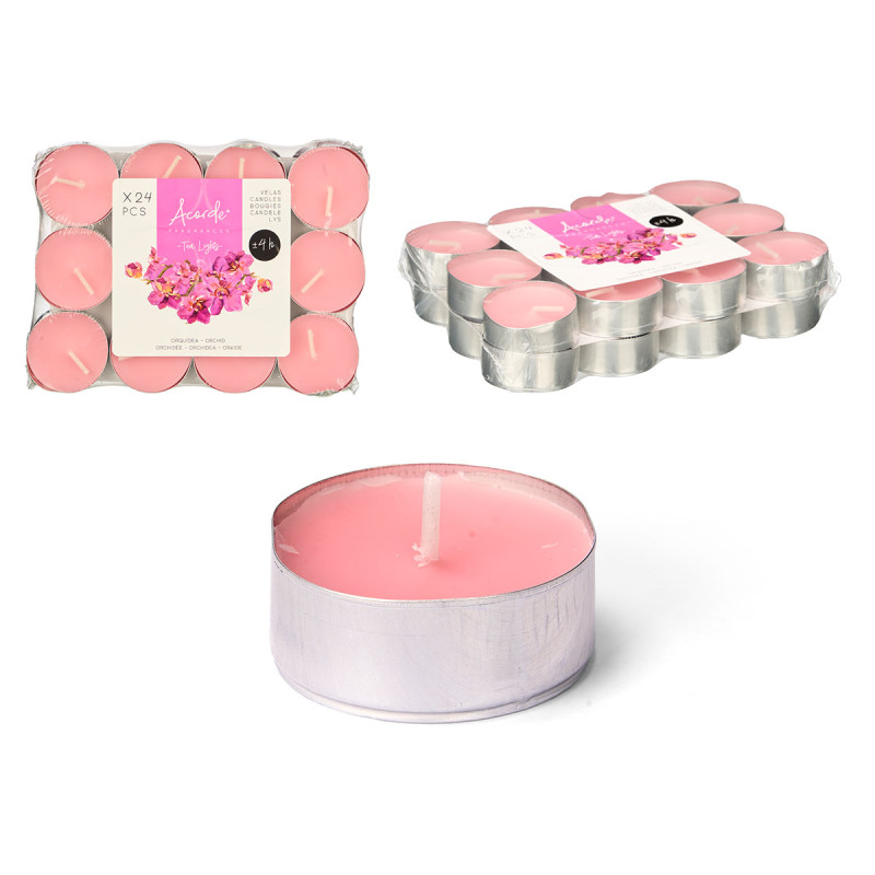 SET 24 TEA LIGHT 4 H ORQUIDEA