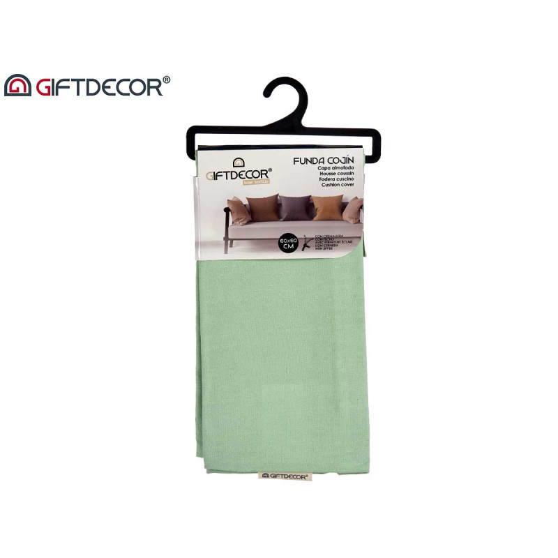 CAPA ALMOFADA COM FECHO 60X60CM VERDE 
