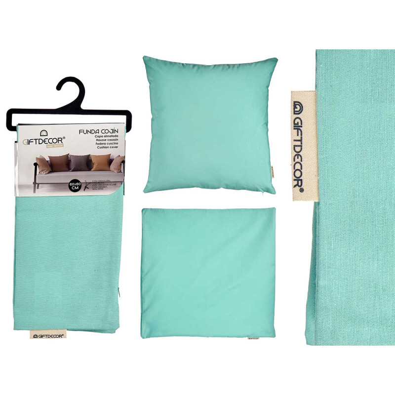 FUNDA COJIN CREMALLERA 60X60 TURQUESA