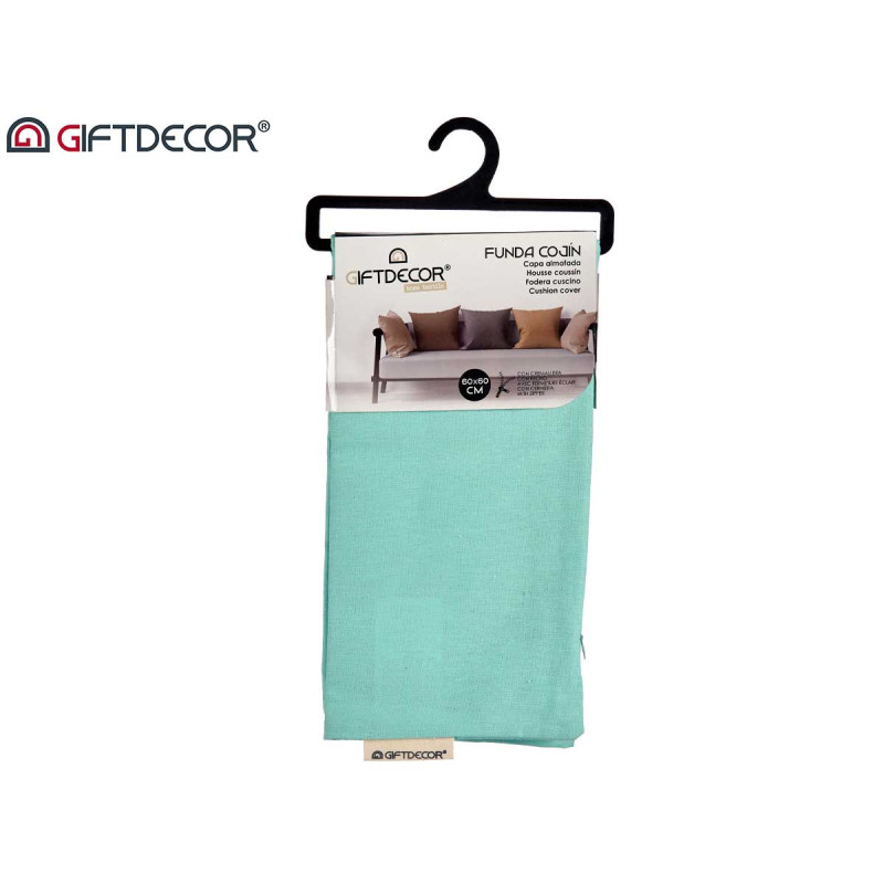 HOUSSE OREILLER FERMETURE ECLAIR 60X60 TURQUOISE 