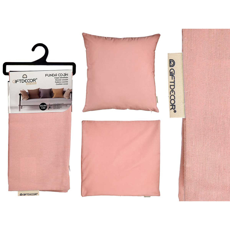 60X60CM PILLOW CASE WITH ZIP PINK  