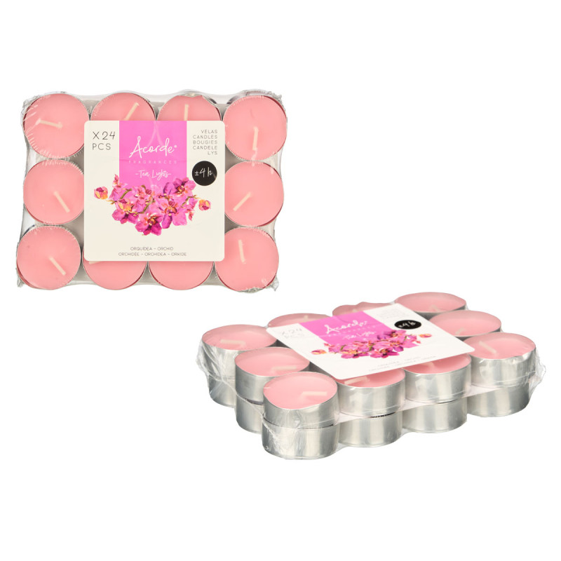 SET 24 TEA LIGHT 4 H ORQUIDEA