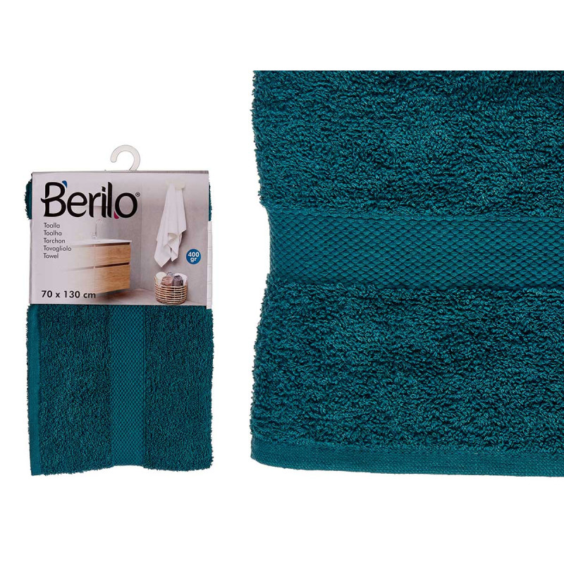 SERVIETTE DE BAIN LISSE 70X130 BLEU PETROLE 