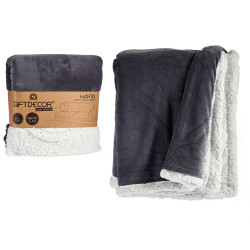 COPERTA CORALLO E SHERPA 130X170CM GRIGIO SCURO