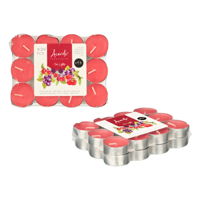 SET 24 TEA LIGHT 4 H FRUTOS ROJOS