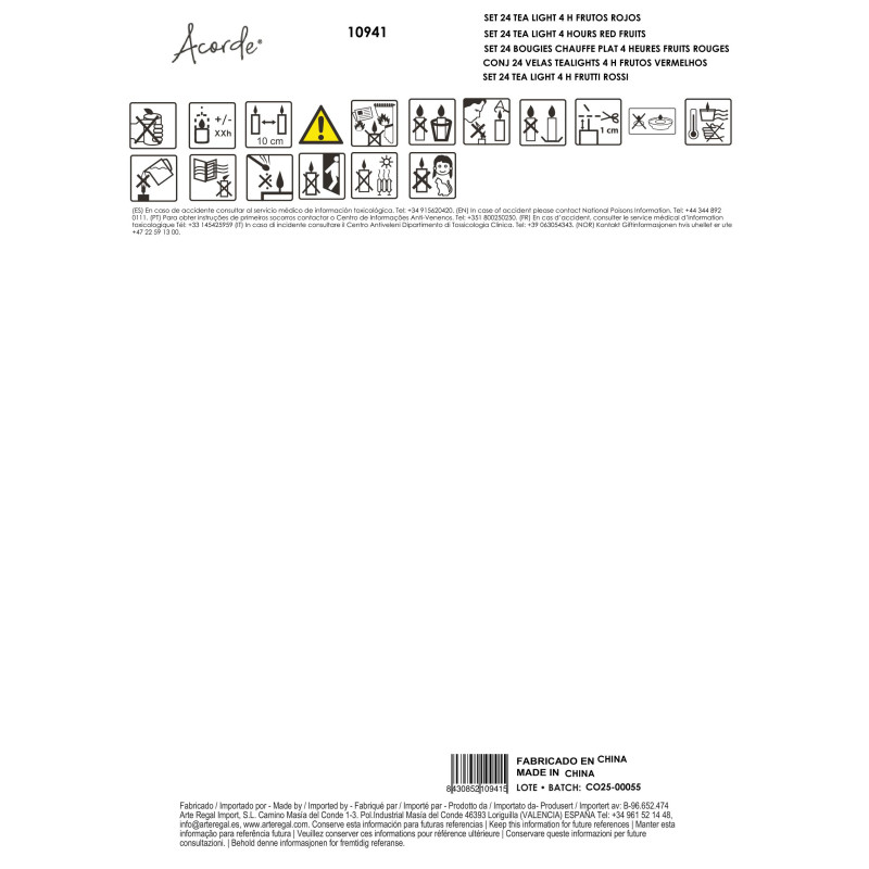 SET 24 BOUGIES CHAUFFE PLAT 4 HEURES FRUITS ROUGES