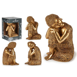 BOUDDHA ASSIS LATERAL RESINE DORE 32CM